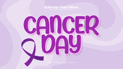 Purple violet cancer day 3d editable text effect - font style