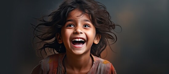 The young Indian girl s happy face brought joy to the isolated woman as her comic and funny ideas made people laugh and created a fun atmosphere captivating everyone with her expressive eye