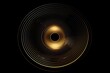 Abstract circle line pattern spin gold light isolated on black background in the concept of music, technology, digital, Generative AI