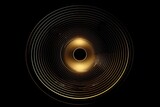 Fototapeta  - Abstract circle line pattern spin gold light isolated on black background in the concept of music, technology, digital, Generative AI