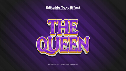 Wall Mural - Purple violet the queen 3d editable text effect - font style