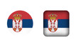 Flat Square and Circle Serbia National Flag Icons