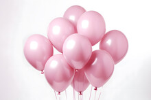 Bunch Of Pink Balloon  Isolated On White Background
