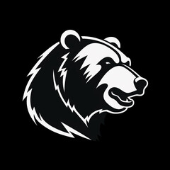 Poster - white bear head logo on black background