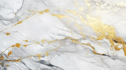 Canvas Print - texture and detail of a white and gold marble