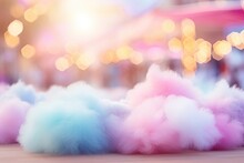 Cotton Candy On Blurred Christmas Market Background