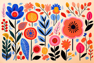 Wall Mural - Flower bouquet. Vector illustration in flat style. Floral background. 