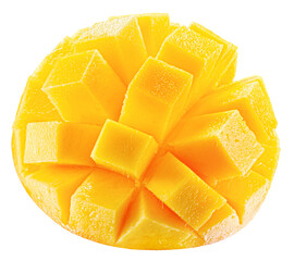 Wall Mural - tasty mango slices isolated on the white background. Clipping path
