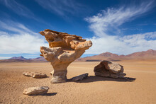 View Of Rock Formation In A Desert Land In Bolivia.