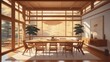 © Marko - Interior design of modern dining room, dining table and wooden chairs