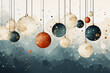 © ako-photography - Abstract watercolor christmas background with hanging balls. Watercolori llustration.
