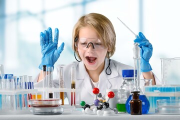 Wall Mural - Science student do experiments in the modern laboratory at school