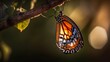 A butterfly emerging from its chrysalis  AI generated illustration