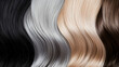 Natural hair silver colour palette. Close-up, top view, generative ai