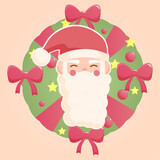Fototapeta Motyle - santa and christmas wreath in warm colors drawn vector