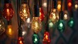 Close-up shots of antique Christmas light strings and bulb designs, illustrating the vintage aesthetic