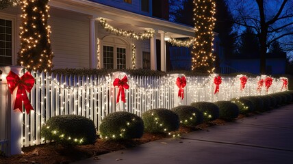 Safety measures for outdoor Christmas light installations, including properly secured lights and protected electrical connections, highlighting the importance of safe decorating