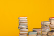 library science stack of books on white background training