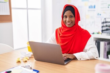 Canvas Print - Young beautiful woman business worker using laptop working at office