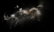 flying debris and dust on black background, Generative AI