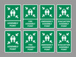 Assembly point sign collection vector illustration