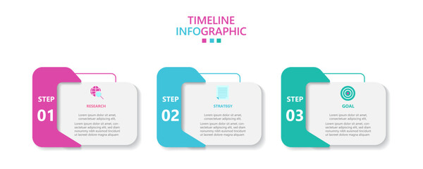 Aufkleber - Infographic template for business. Modern Timeline infograph with 3 steps.