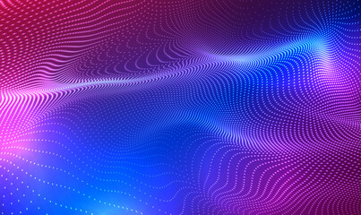 Wall Mural - abstract futuristic waving 3d particle technology background. colored music wave. 3d wave point frac