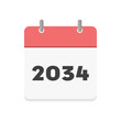 2034年のカレンダーの表紙のアイコン - リングのついた暦やプランナーのイメージ素材
