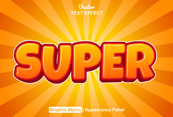 Wall Mural - super text effect with sensational orange color style and editable