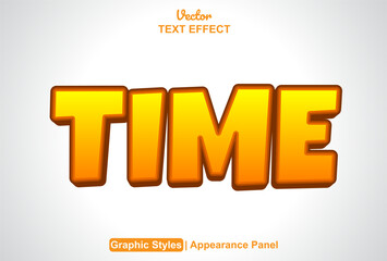 time text effect with editable orange color graphic style.