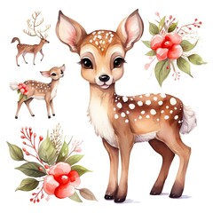 Wall Mural - christmas deer with a deer