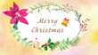 手描き水彩で描いたクリスマスの植物の背景フレームバナー　ベクターイラストテンプレート素材　16:9