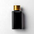 Black glue adhesive bottle with gold top white background