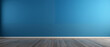 © Anastasiia Trembach - interior with an empty blue wall and wooden floor