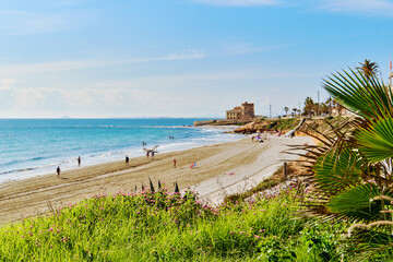 Wall Mural - Sandy beach of Torre de la Horadada town. Costa Blanca, Spain