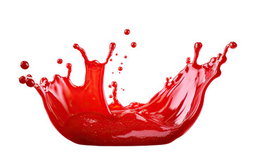 Wall Mural - Red berry Jam splash with little bubbles fruit syrup isolated on transparent background, Fruity strawberry sauce, liquid fluid element flowing, red juice swirl.