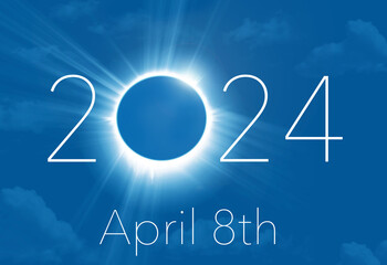 art to preview the total solar eclipse in the usa, april 8, 2024. this is an illustration that simul