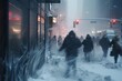 © olga_demina - People on sidewalk during snowstorm at night
