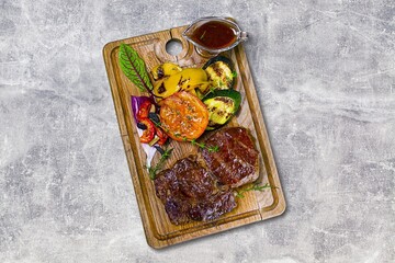 Wall Mural - Medium rare fresh hot grilled beef steak