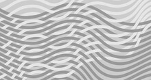 Ripple Texture Black And White Curve Lines Background Vector Design. Wave Oblique Smooth Lines Optical Effect Pattern. Monochrome Gray Scale Wave Curves Texture, Black Ripple On White.