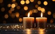© Stormstudio - Burning candles over black background with bokeh glit fad