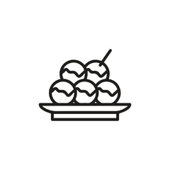 Takoyaki icon vector. Linear style sign for mobile concept and web design. Takoyaki symbol illustration. Pixel vector graphics - Vector.	