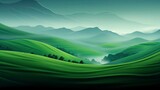 Fototapeta Natura - Abstract organic green lines as wallpaper background illustration, Generative AI