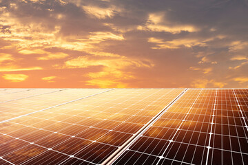 Wall Mural - the powerful sky reflected on the solar panels.concept of clean energy and power supply.