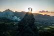 © AmazingAerialAgency - Aerial view of people climbing on Piton Jacob Peak mountain in Port Louis, Mauritius.