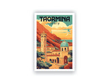 Fototapeta  - Taormina, Italy. Vintage Travel Posters. Vector art. Famous Tourist Destinations Posters Art Prints Wall Art and Print Set Abstract Travel for Hikers Campers Living Room Decor