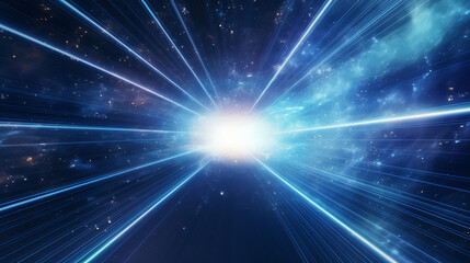 Hyperspace traveling through space, deep space, outer space, boom, explosion of light