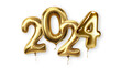 2024 golden foil balloons. Happy New Year concept. 