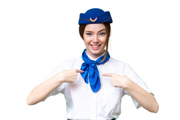 Sticker - Airplane stewardess over isolated chroma key background with surprise facial expression