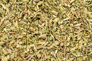 Background of dried Provencal herbs, top view. Heap of natural dried Provencal herbs, top view. Heap of dried Provencal herbs, background, texture, top view.